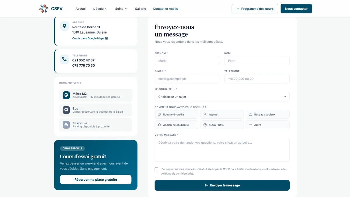 Capture du site de l'école CSF Veillon